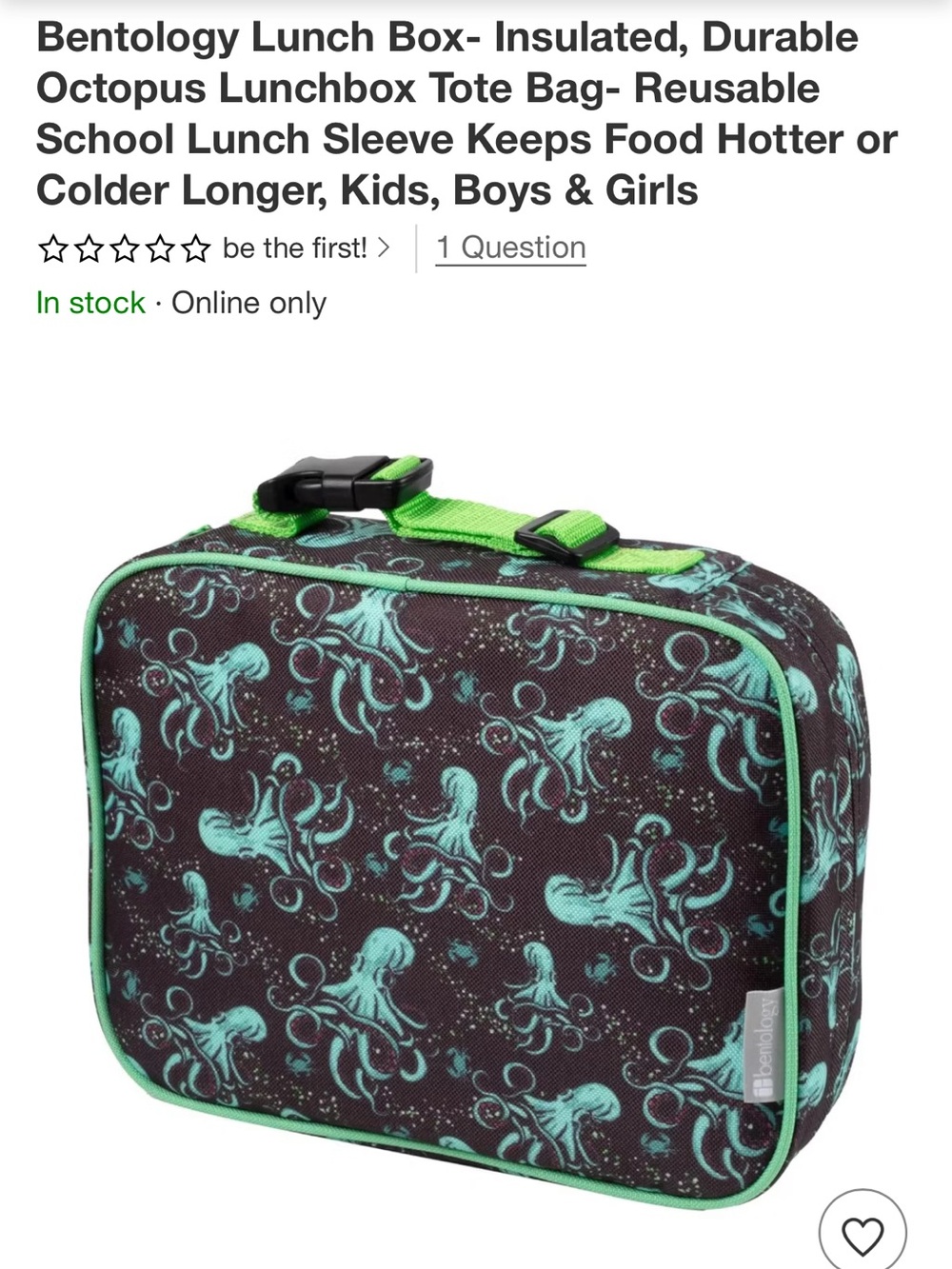 🆕 Bentology Insulated Lunch Bag for Lunchbox NWT